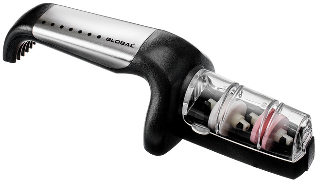 Global Ceramiczna ostrzałka do noży wodna do noży stalowo-czarna