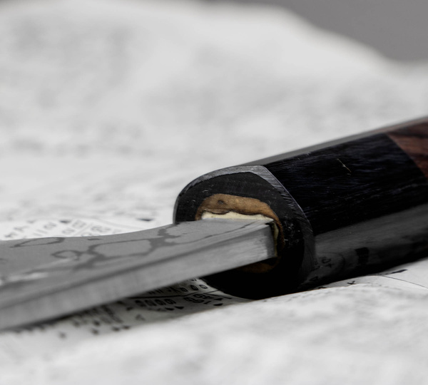 Hideo Kitaoka Shirogami Satin Damascus Nóż Usuba 18 cm